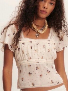 Free People Prairie Field Top Swan Combo